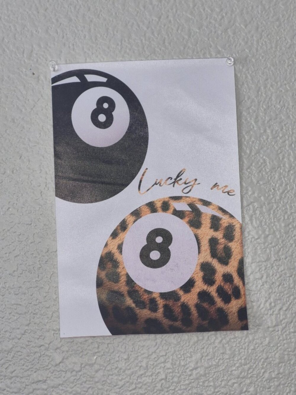 Lucky Me 8 Ball Leopard Print Canvas Poster Y2K Preppy Room Decor 11 3/4" X 8